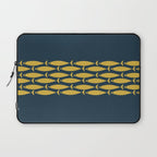 Fish Stripe 6 Minimalist Mid Century Modern Pattern in Light Mustard and Navy Blue Laptop Sleeve Gallery Image 1