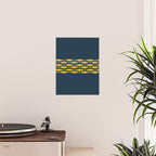 Fish Stripe 6 Minimalist Mid Century Modern Pattern in Light Mustard and Navy Blue Poster Gallery Image 2