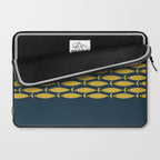 Fish Stripe 6 Minimalist Mid Century Modern Pattern in Light Mustard and Navy Blue Laptop Sleeve Gallery Image 2