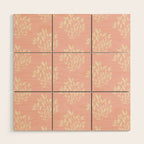 Simple Block Print Pastel Pink and Off- White Pattern Wood Wall Art Gallery Image 1