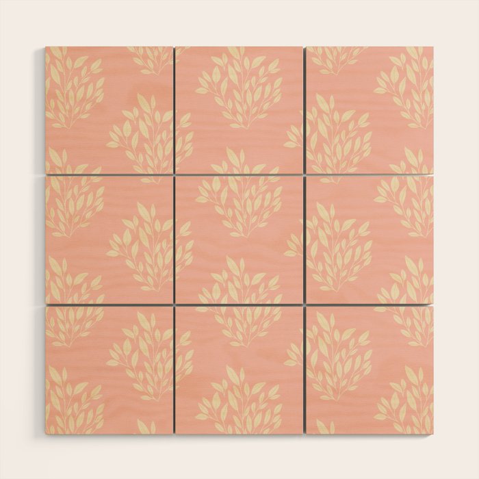Simple Block Print Pastel Pink and Off- White Pattern Wood Wall Art Gallery Image 1