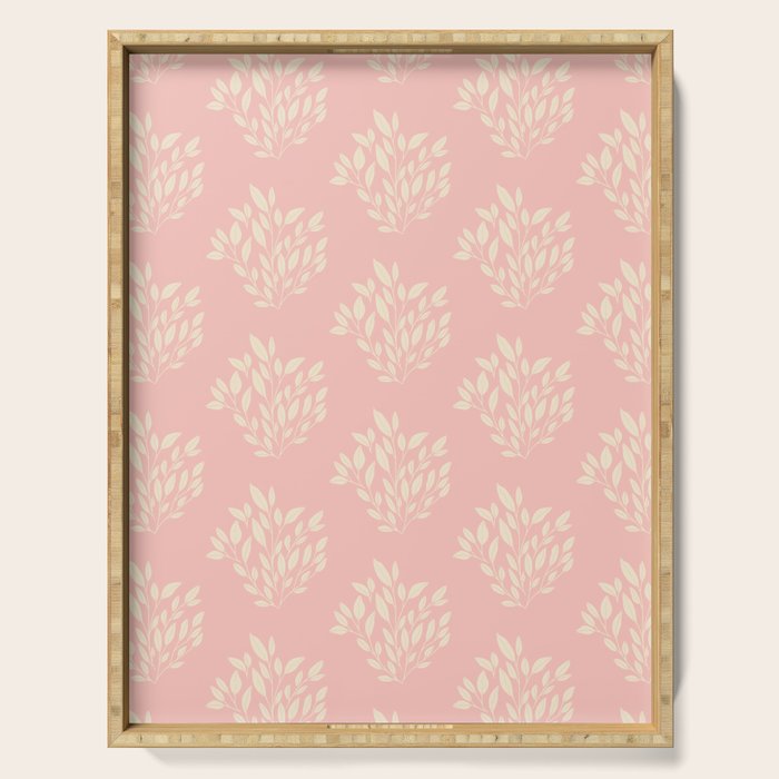 Simple Block Print Pastel Pink and Off- White Pattern Serving Tray Gallery Image 1