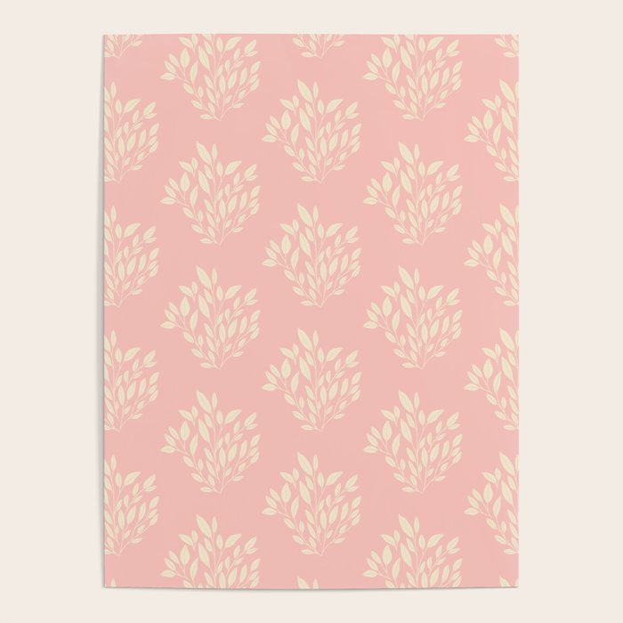 Simple Block Print Pastel Pink and Off- White Pattern Poster Gallery Image 1