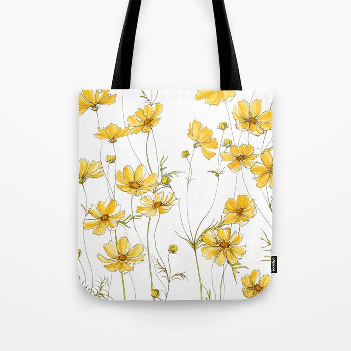 Yellow Cosmos Flowers Tote Bag Gallery Image 1