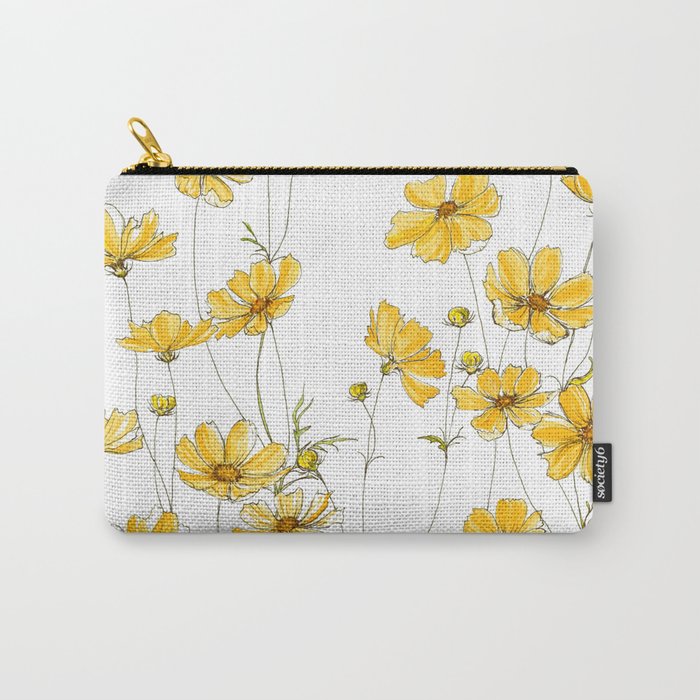 Yellow Cosmos Flowers Carry All Pouch Gallery Image 1