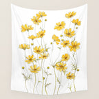 Yellow Cosmos Flowers Wall Tapestry Gallery Image 4