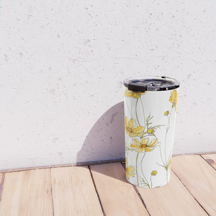 Yellow Cosmos Flowers Travel Mug Gallery Image 4
