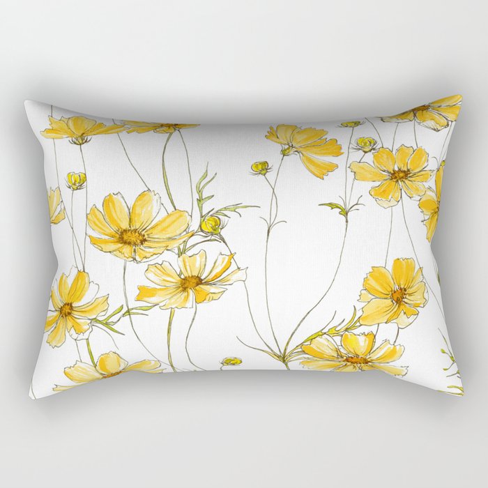 Yellow Cosmos Flowers Rectangular Pillow Gallery Image 2