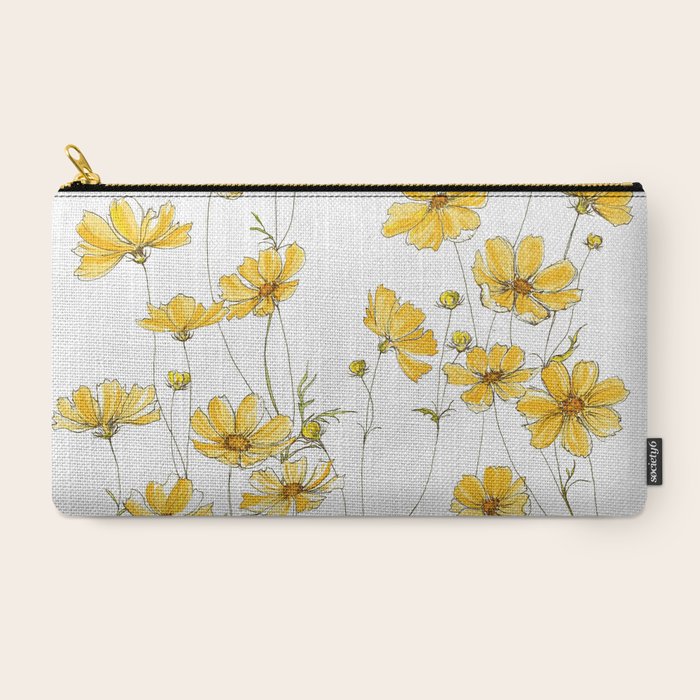 Yellow Cosmos Flowers Carry All Pouch Gallery Image 2
