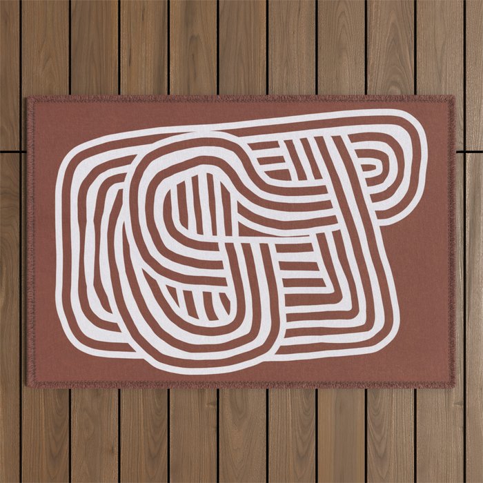 Line art Sculpt in umber 03 Outdoor Rug Gallery Image 1