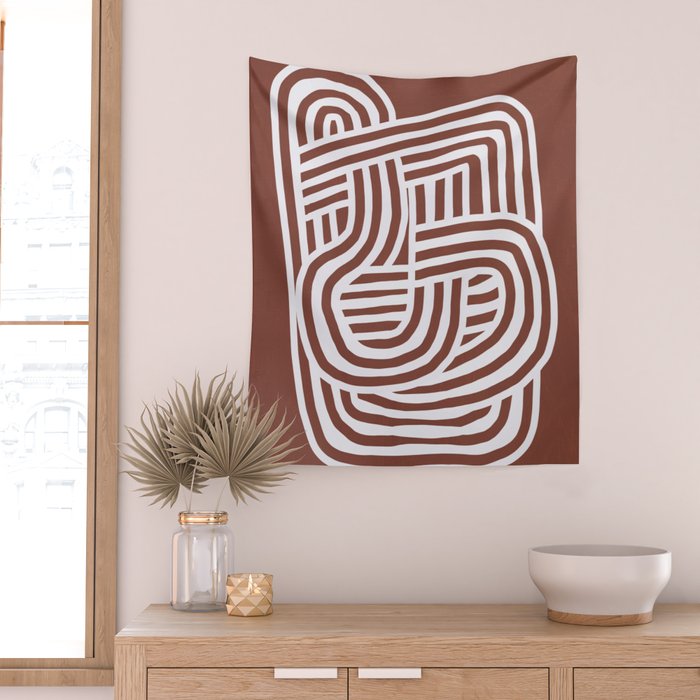 Line art Sculpt in umber 03 Wall Tapestry Gallery Image 2