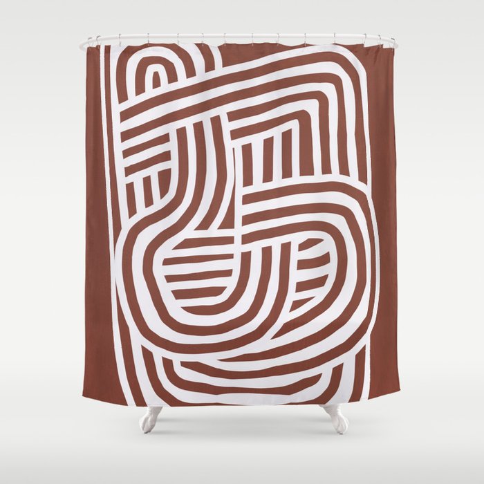 Line art Sculpt in umber 03 Shower Curtain Gallery Image 1