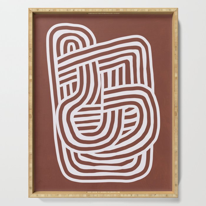 Line art Sculpt in umber 03 Serving Tray Gallery Image 1