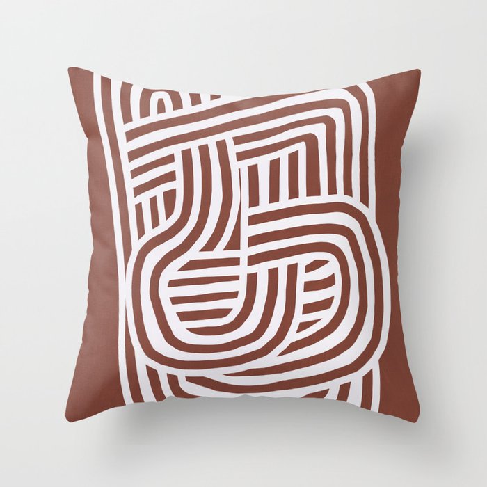 Line art Sculpt in umber 03 Throw Pillow Gallery Image 6