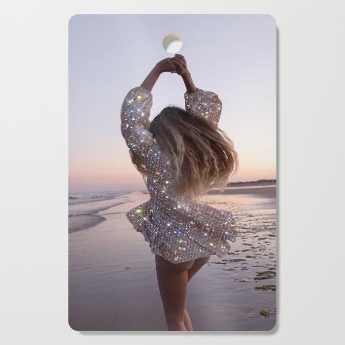 DANCING ON THE BEACH | dance | sunset | summer | dress | glitter | bling |  collage | vibe | happy  Cutting Board Gallery Image 1