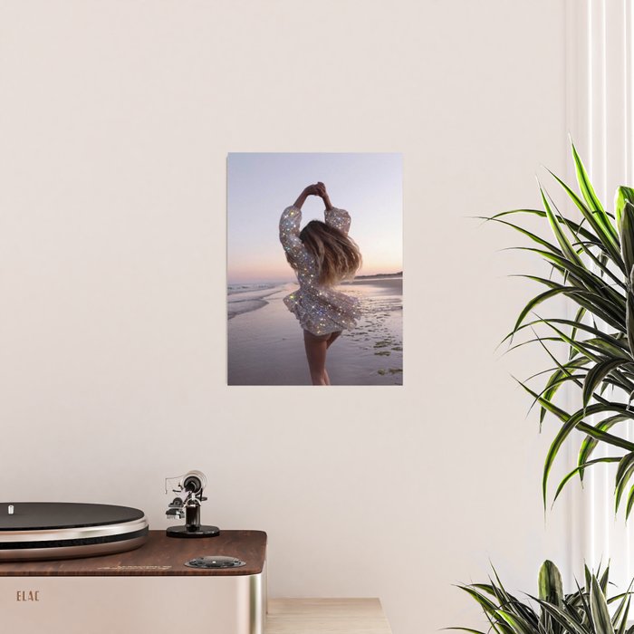 DANCING ON THE BEACH | dance | sunset | summer | dress | glitter | bling |  collage | vibe | happy  Poster Gallery Image 2