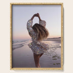 DANCING ON THE BEACH | dance | sunset | summer | dress | glitter | bling |  collage | vibe | happy  Serving Tray Gallery Image 1