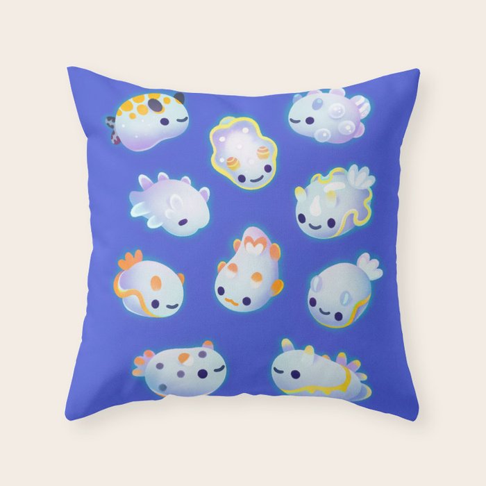 White sea slug Throw Pillow Gallery Image 6