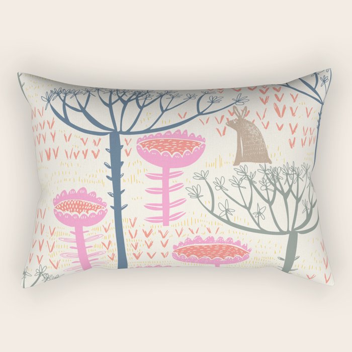 Block print scandinavian meadow Rectangular Pillow Gallery Image 2