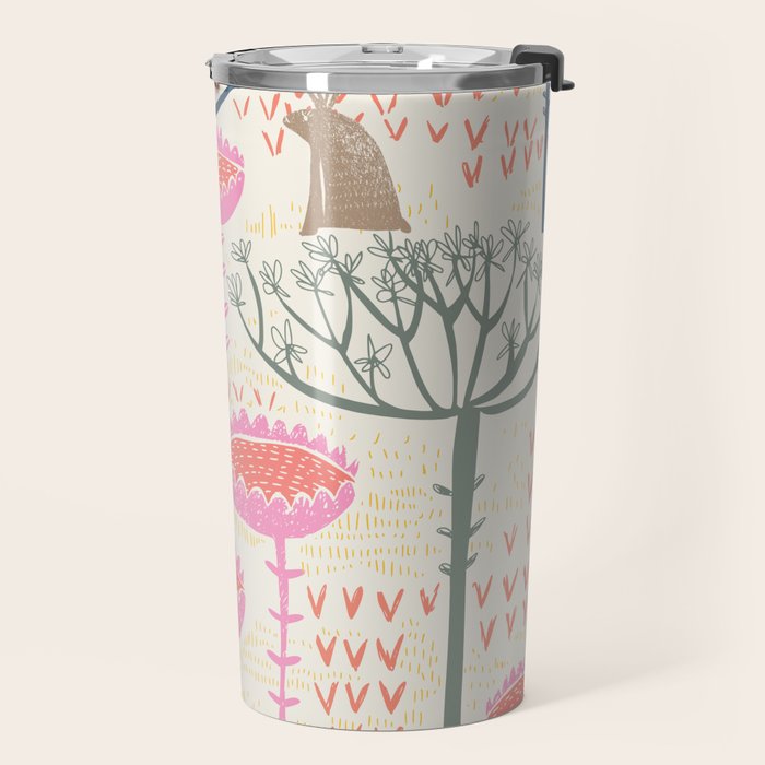 Block print scandinavian meadow Travel Mug Gallery Image 2
