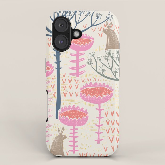 Block print scandinavian meadow iPhone Case Gallery Image 1