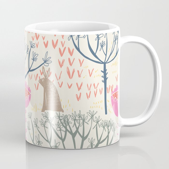 Block print scandinavian meadow Coffee Mug Gallery Image 1