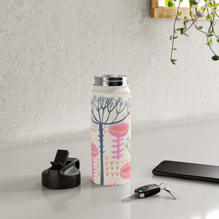 Block print scandinavian meadow Water Bottle Gallery Image 4