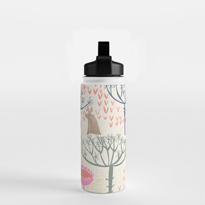 Block print scandinavian meadow Water Bottle Gallery Image 2