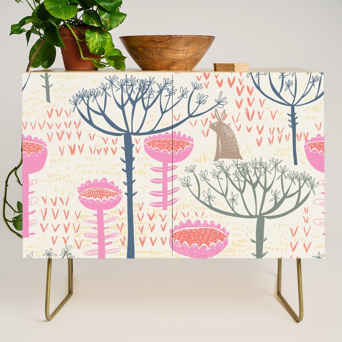 Block print scandinavian meadow Credenza Gallery Image 1