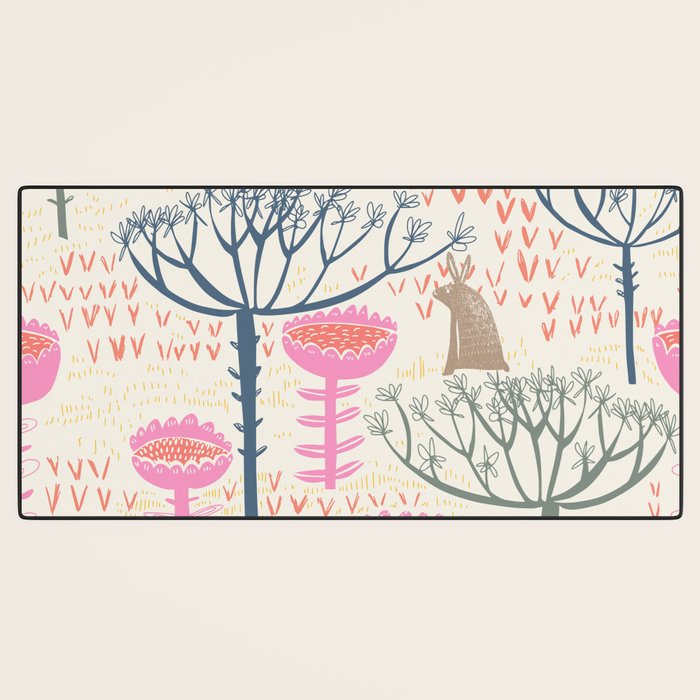 Block print scandinavian meadow Desk Mat Gallery Image 3