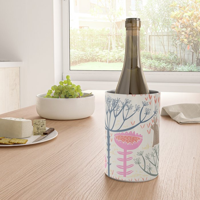 Block print scandinavian meadow Wine Chiller Gallery Image 4
