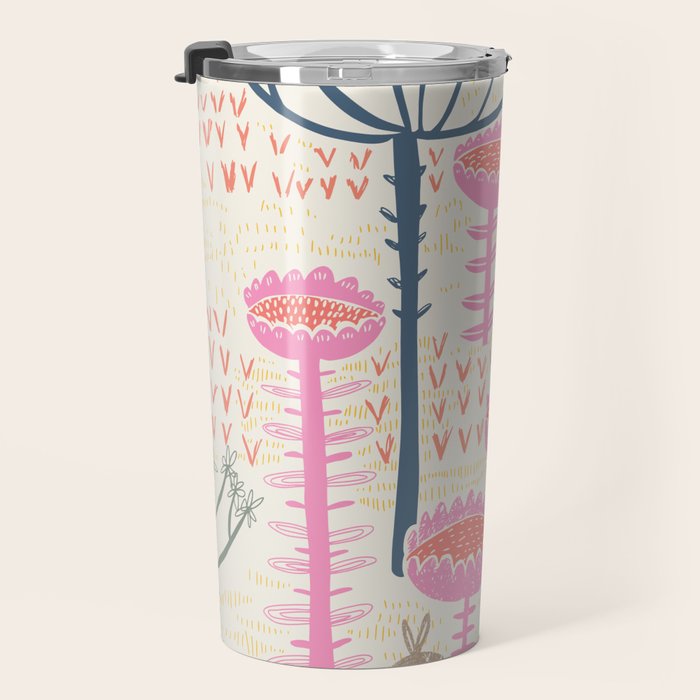 Block print scandinavian meadow Travel Mug Gallery Image 3