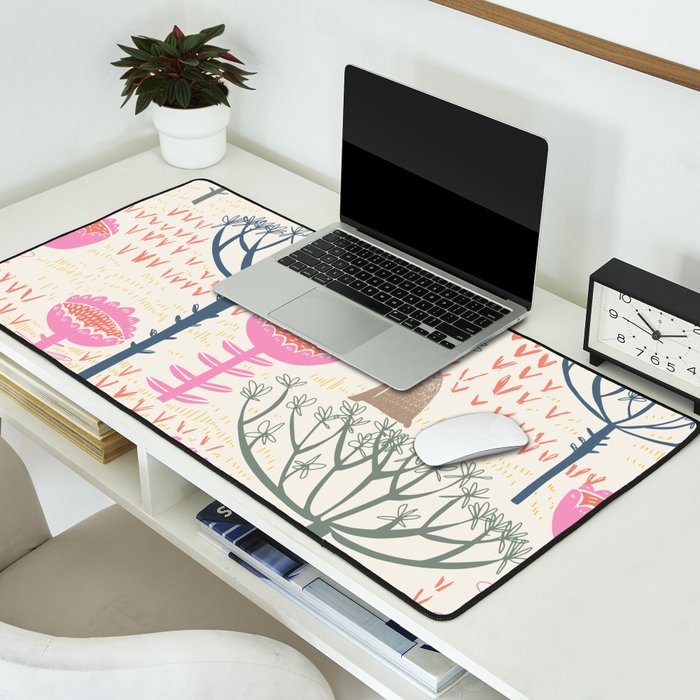 Block print scandinavian meadow Desk Mat Gallery Image 2