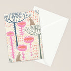 Block print scandinavian meadow Stationery Card Gallery Image 2