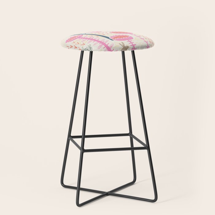 Block print scandinavian meadow Stool Gallery Image 1