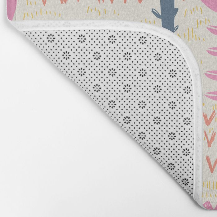 Block print scandinavian meadow Bath Mat Gallery Image 2