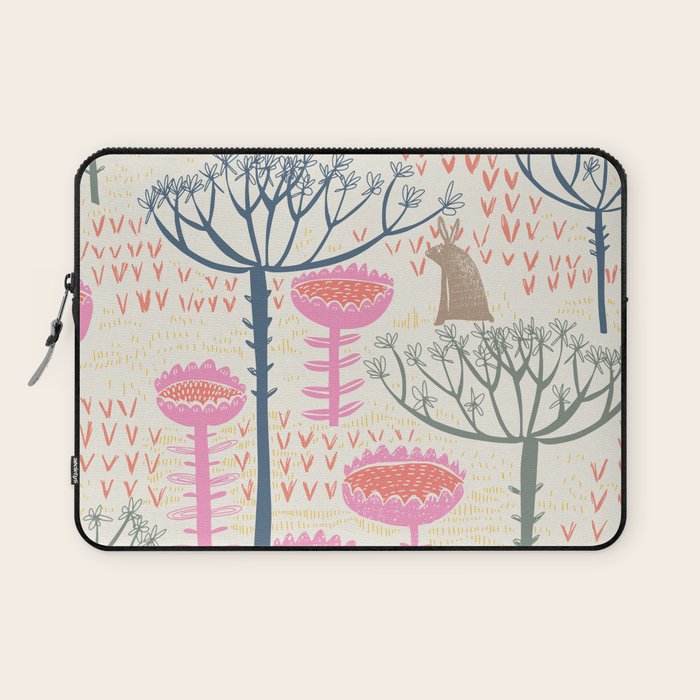 Block print scandinavian meadow Laptop Sleeve Gallery Image 1