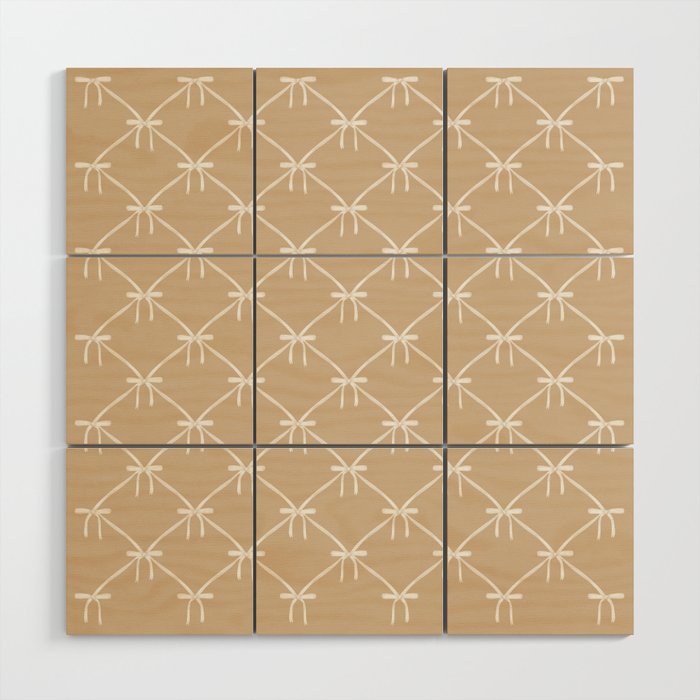 Bows & Ribbons Pattern XLV Neutral Beige Wood Wall Art Gallery Image 1