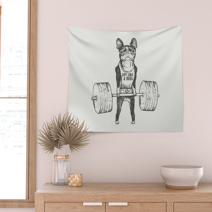 Boston Terrier Lift Wall Tapestry Gallery Image 2