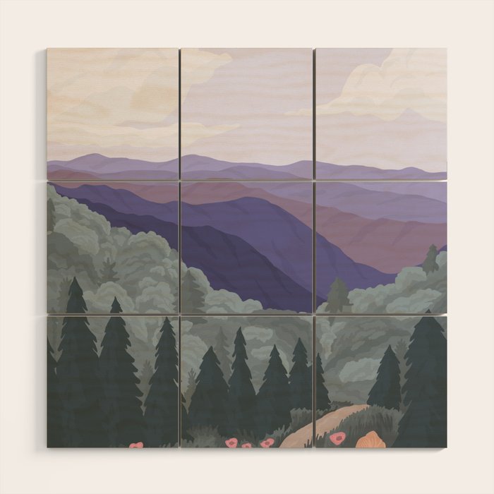 Great Smoky Mountains National Park, National Parks Illustrated, Gatlinburg, Tennessee  Wood Wall Art Gallery Image 1