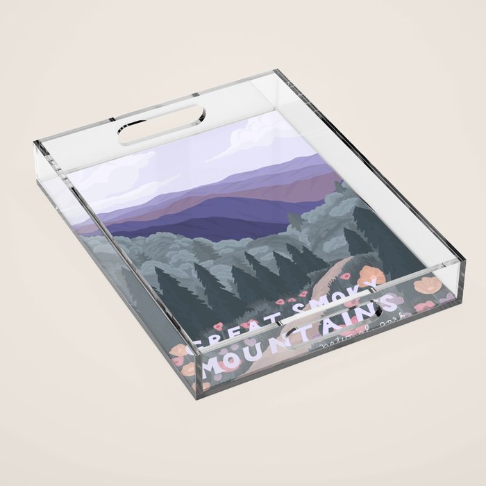 Great Smoky Mountains National Park, National Parks Illustrated, Gatlinburg, Tennessee  Acrylic Tray Gallery Image 1