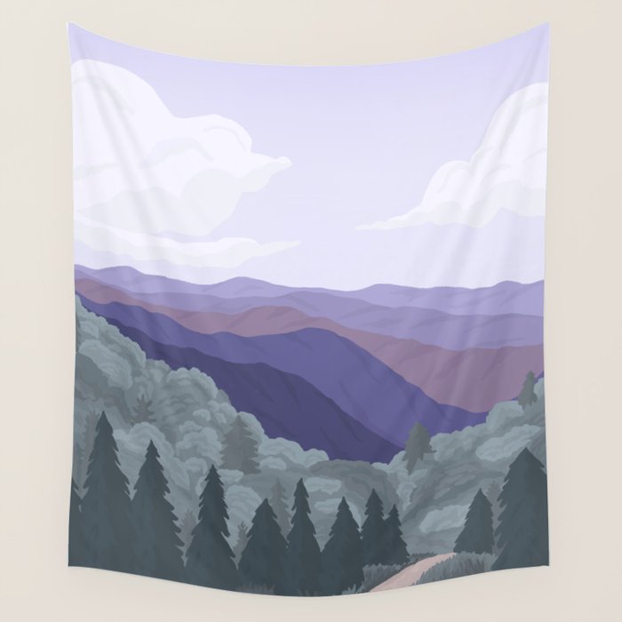 Great Smoky Mountains National Park, National Parks Illustrated, Gatlinburg, Tennessee  Wall Tapestry Gallery Image 4