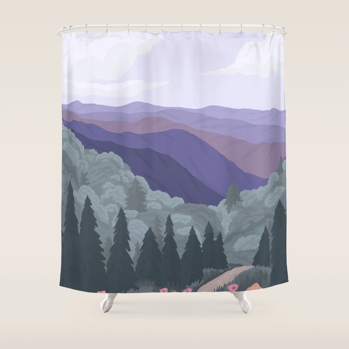 Great Smoky Mountains National Park, National Parks Illustrated, Gatlinburg, Tennessee  Shower Curtain Gallery Image 1