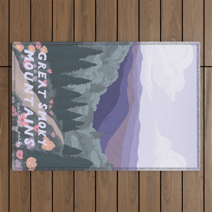 Great Smoky Mountains National Park, National Parks Illustrated, Gatlinburg, Tennessee  Outdoor Rug Gallery Image 1
