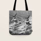 Water witches water skiing hilarious funny humorous black and white vintage photograph Tote Bag Gallery Image 1