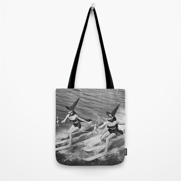 Water witches water skiing hilarious funny humorous black and white vintage photograph Tote Bag Gallery Image 2