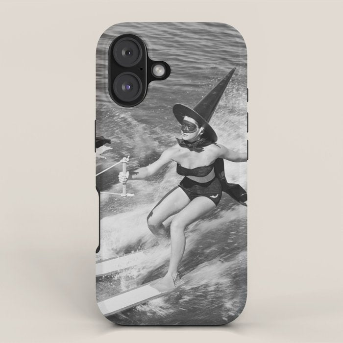 Water witches water skiing hilarious funny humorous black and white vintage photograph iPhone Case Gallery Image 1