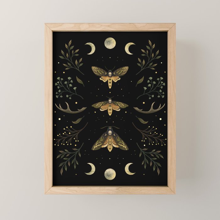Death Head Moths Night Mini Art Print Gallery Image 1