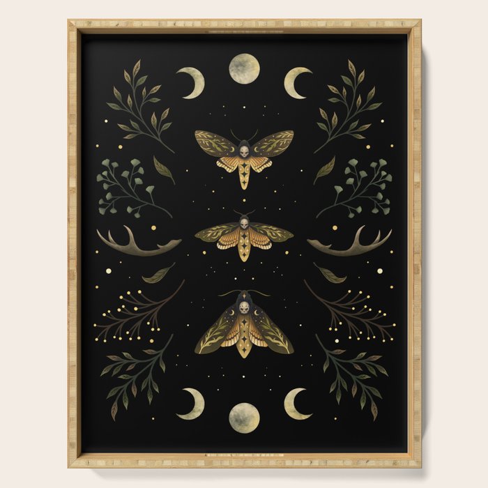 Death Head Moths Night Serving Tray Gallery Image 1