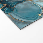 Magnific Marble Glam Teal Gold Luxury Welcome Mat Gallery Image 2